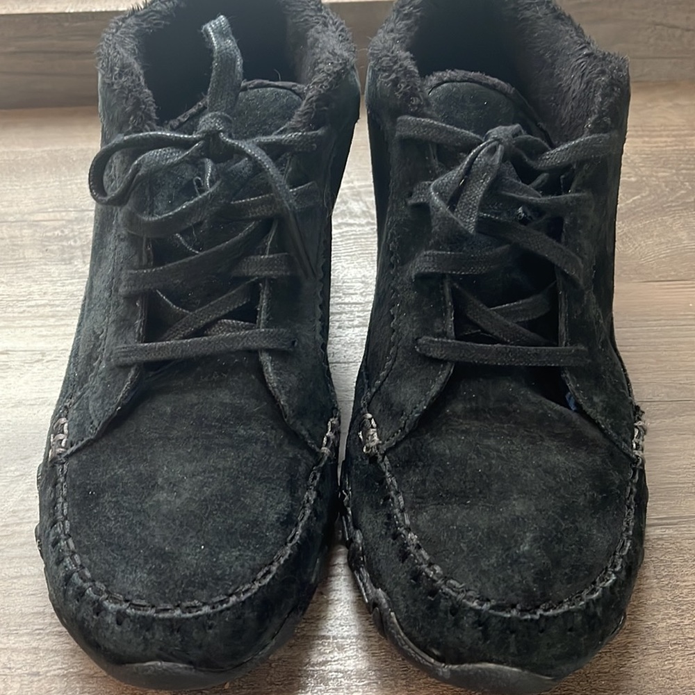 Skechers women's black bikers totem pole chukka leather suede boot size 7.5 - Picture 5 of 6